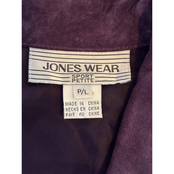 Jones Wear Sport Vintage Womens Large Purple Leather Suede Retro 90's Y2K Jacket - Picture 4 of 7